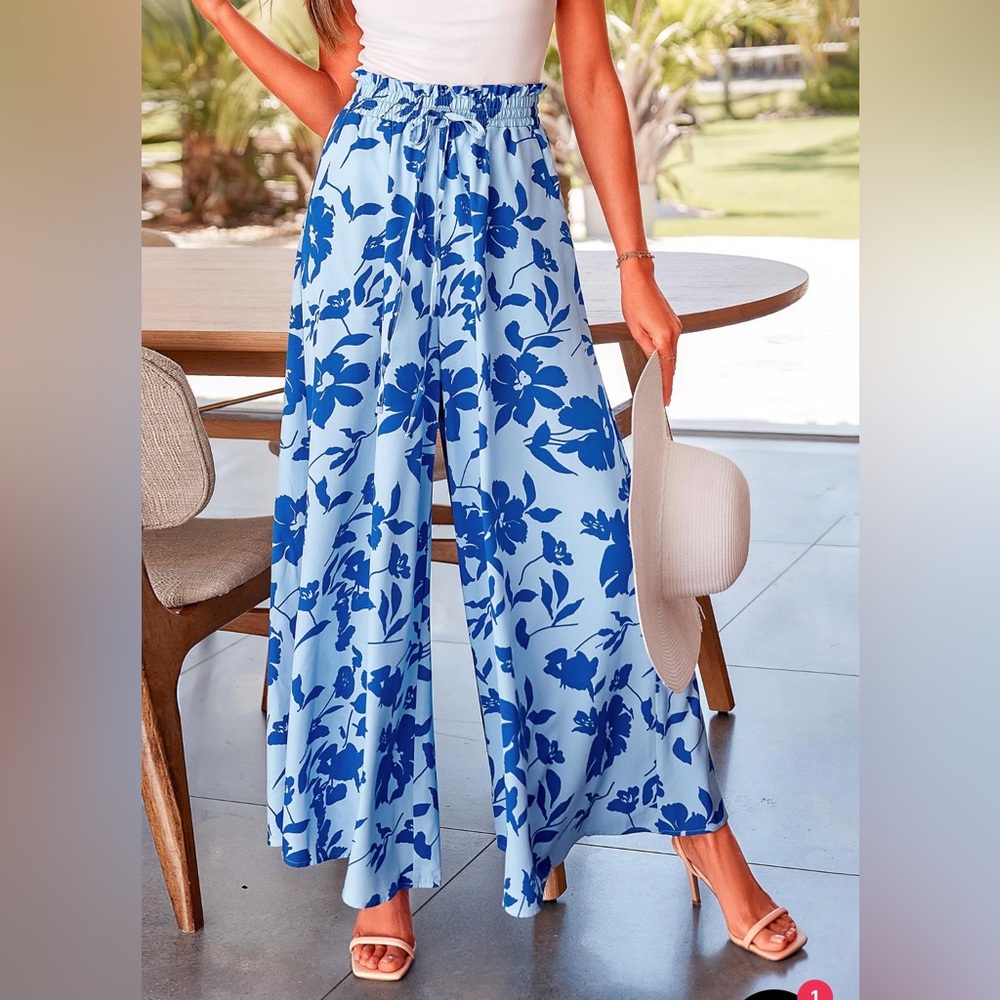 PRETTYGARDEN Wide Leg Palazzo Pants High Waisted Flowy Pockets Trendy Casual